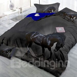 Black Horse Wear-resistant Breathable High Quality 60s Cotton 4-Piece 3D Bedding Sets