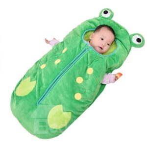 Cute Frog Shape Anti-Kicking Velvet Green Baby Sleeping Bag