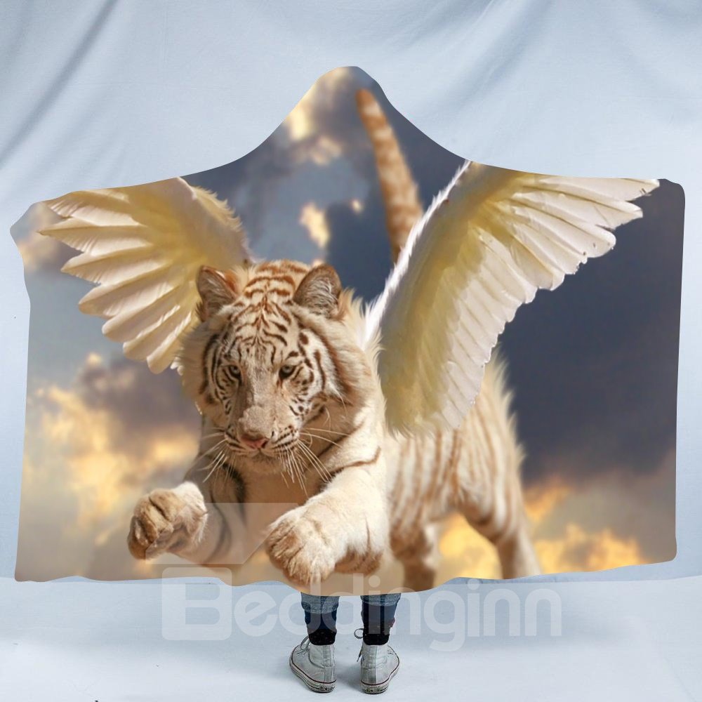 Tiger with Wings 3D Printing Polyester Hooded Blanket - Image 2