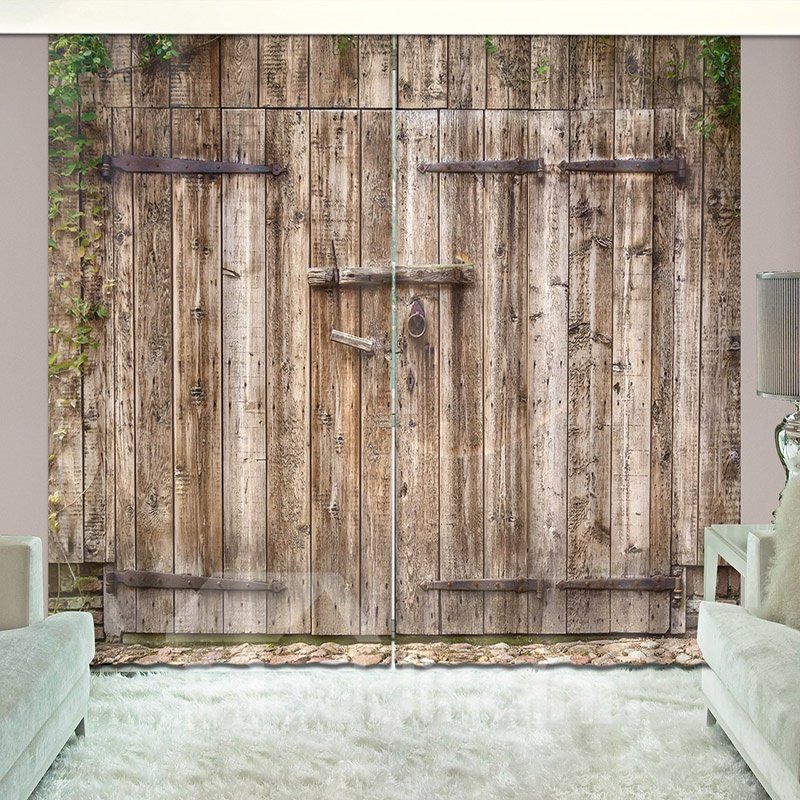 Old Wooden Barn Door of Farmhouse Blackout Vivid 3D Curtain - Image 7