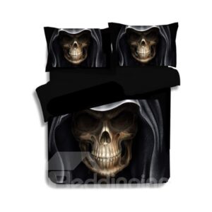 3D Hip Hop Skull Printed Polyester 3-Piece Black Bedding Sets/Duvet Covers