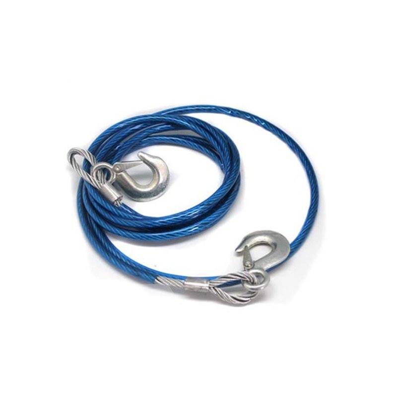 4M 5 Tons Steel Wire Tow Cable Tow Strap with Hooks for Heavy Duty Car Emergency