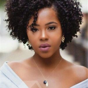 Medium Kinky Curly Synthetic Hair African American Wig