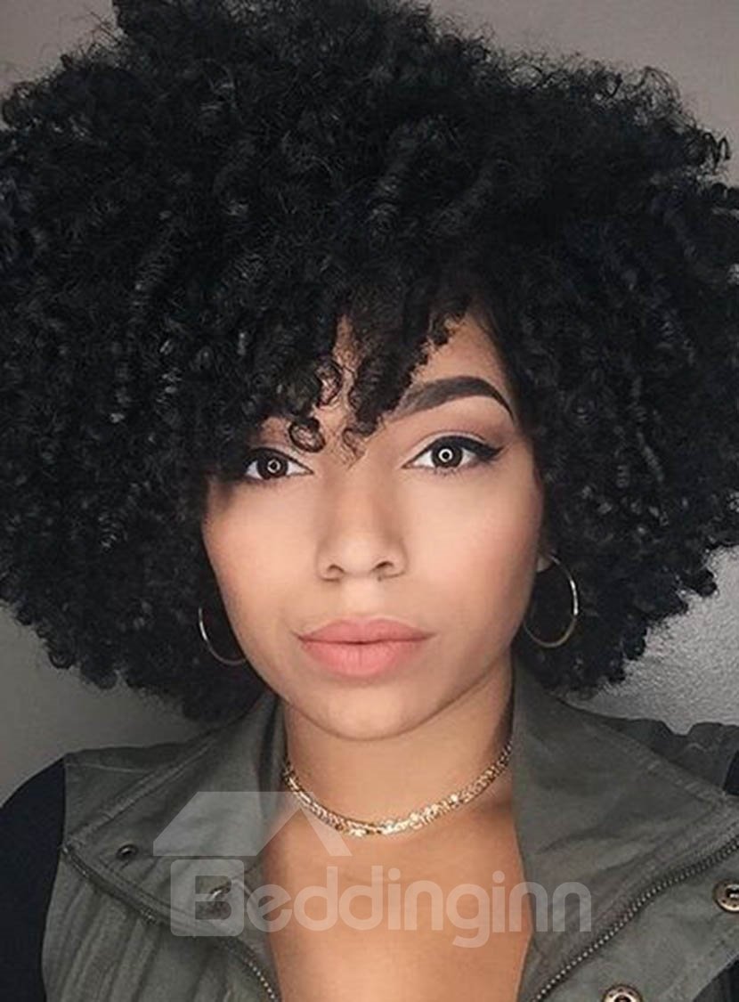 Kinky Curly Natural Black Loose Medium Layered Synthetic Hair African American For Black Women Wigs - Image 20