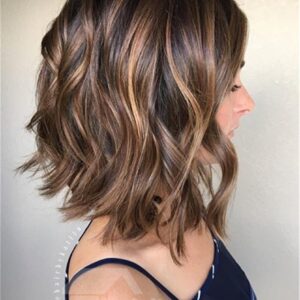 Hot Mixed Color Women's Short Bob Hairstyles Wavy Human Hair Lace Front Wigs 12 Inches