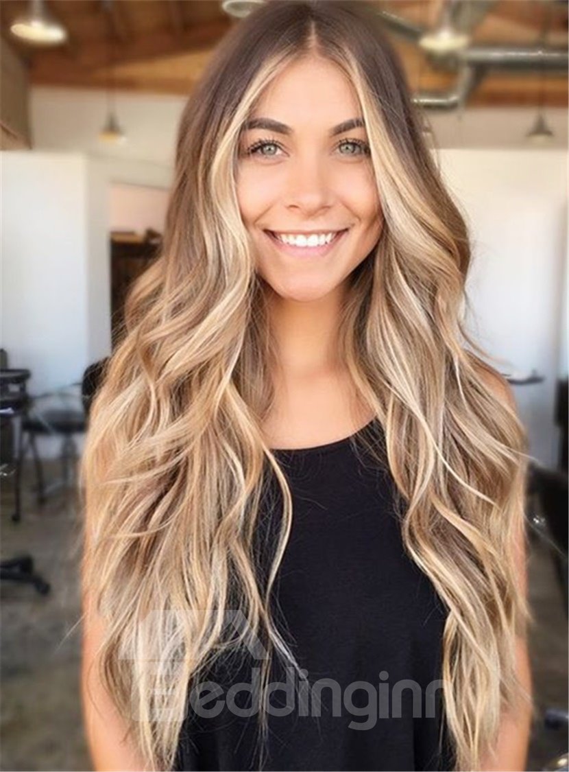 Middle Parting Long Loose Wave Synthetic Hair Lace Front Women Wigs 26 Inches