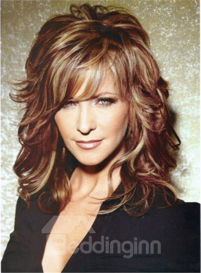 Long Layered Wavy 14 Inches Mixed Red Synthetic Hair Capless Wigs - Image 19