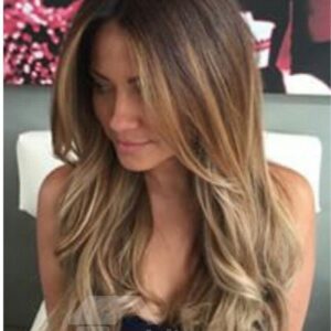 Sexy Long Wavy 22 Inches Layered Human Hair Women Lace Front Wig Heat Resistant Natural Looking Daily Party Wigs Cosplay Wigs with Natural Bangs