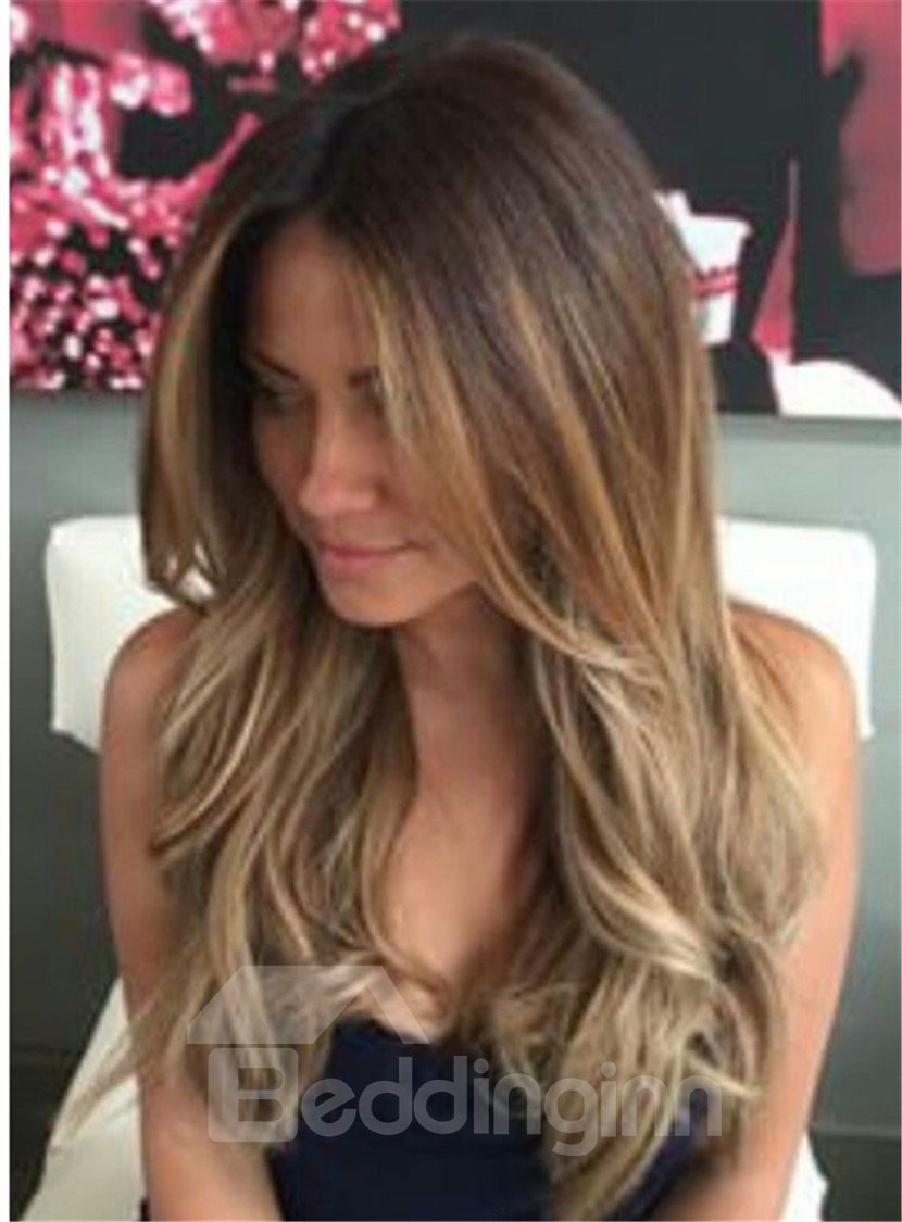 Sexy Long Wavy 22 Inches Layered Human Hair Women Lace Front Wig Heat Resistant Natural Looking Daily Party Wigs Cosplay Wigs with Natural Bangs - Image 62