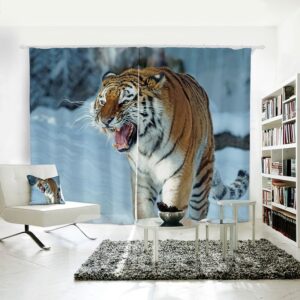 3D Printed Vivid Tiger Pattern Polyester Curtain
