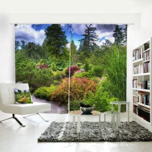 3D Insulated Blackout Woods and Blue Sky Pattern 3D Polyester Curtain