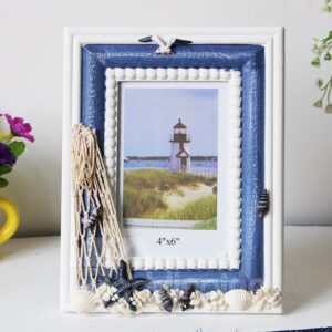 6/7 Inch Creative-Designed Wooden Vintage Tabletop Photo Frame(Blue and white)