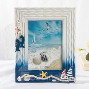 6/7 Inch Fresh Sea Wind Wooden Photo Frame (Blue and White )