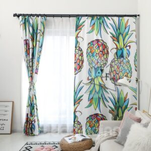 Waterproof Tropical Fruit Pineapple Polyester Fabric Curtain
