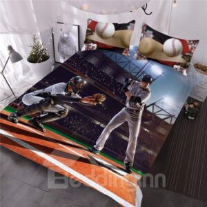 Baseball Player on the Filed 3D Printed 3-Piece Comforter Set Ultra-soft Bedding Set