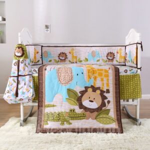 Cartoon Lion Animal Printed 6-Piece Baby Nursery Crib Bedding Sets