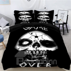 3D Skull and Monsters Fight for Evil Printing Polyester 4-Piece Bedding Sets/Duvet Covers