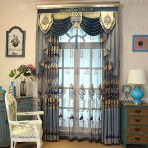 Embroidered Rustic Elegant Organza Grommet Semi Sheer Curtains