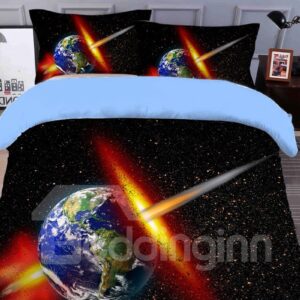 Anti-Allergic And Unfaded Mysterious universe Printed 4-Piece 3D Galaxy Bedding Sets/Duvet Covers