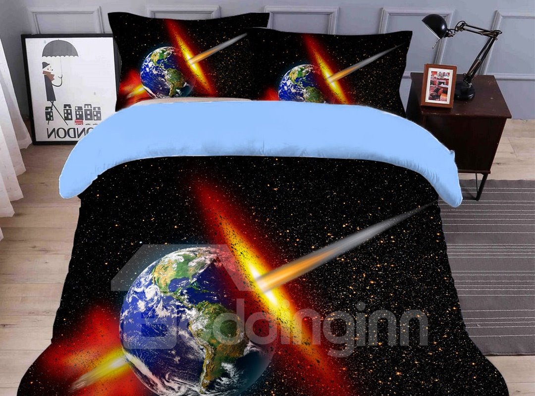 Anti-Allergic And Unfaded Mysterious universe Printed 4-Piece 3D Galaxy Bedding Sets/Duvet Covers - Image 2
