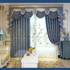 Decoration and Blackout Fresh Style Floral Embroidery Custom Living Room Curtain