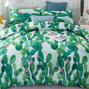 Fade Resistant Vital Cactus Printed 3-Piece 3D Bedding Sets/Duvet Covers