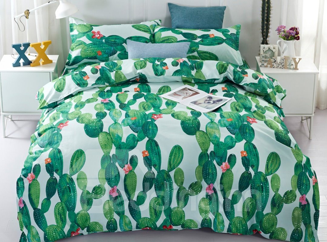 Fade Resistant Vital Cactus Printed 3-Piece 3D Bedding Sets/Duvet Covers - Image 2