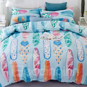 Plain Weave Fabric Reactive Surfboard Printed 3-Piece 3D Bedding Sets/Duvet Covers