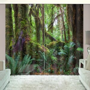 3D Blackout Dreamy Woods Natural Drapes Print Curtain