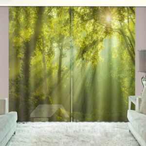 3D Printed Forest and Grass Natural Wilderness Scene Print Curtain for Living Room