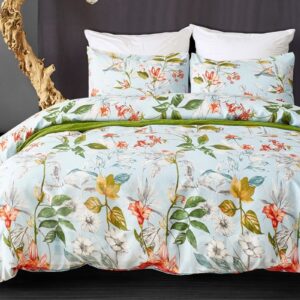 Durable Fresh Flowers Printed Polyester 3-Piece Bedding Sets/Duvet Cover