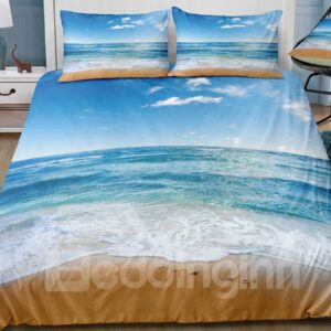Breathable Quiet Seaside Printed 3-Piece 3D Bedding Sets/Duvet Covers