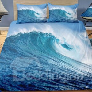 Soft And Comforterable Spectacular Wave Printed 3-Piece 3D Bedding Sets/Duvet Covers