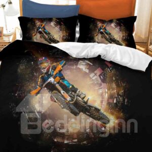 Crease-resistant Dynamic locomotive Printed 3-Piece 3D Bedding Sets/Duvet Covers