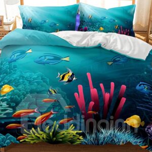 Oil Painting Sensel Sea World Printed 3-Piece 3D Bedding Sets/Duvet Covers