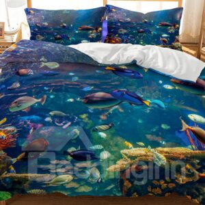 Lifelike Special Ocean World Printed Fade Resistant 3-Piece 3D Bedding Sets/Duvet Covers