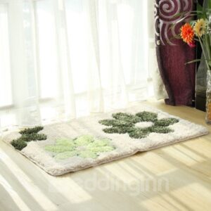 Simple Green Flower Pattern Home Decorative Doormat