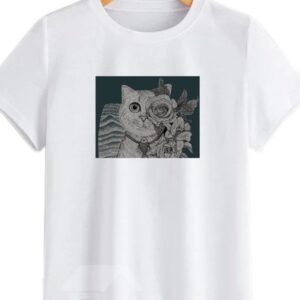 Beddinginn Cute Cat Round Neck Standard Short Sleeve Straight Women's T-Shirt