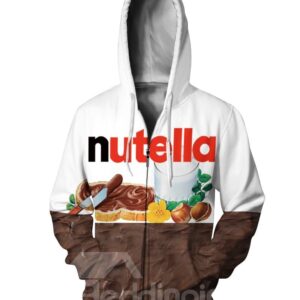 3D Nutella Pattern Men Sweater Zipper Long Sleeve Cool Hoodies