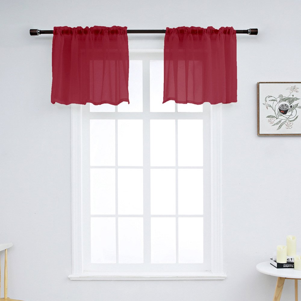 Modern Simple Solid Color Window Valance 1 Pc Sheer Voile Valance for Kitchens Bathrooms Basements & More - Image 24