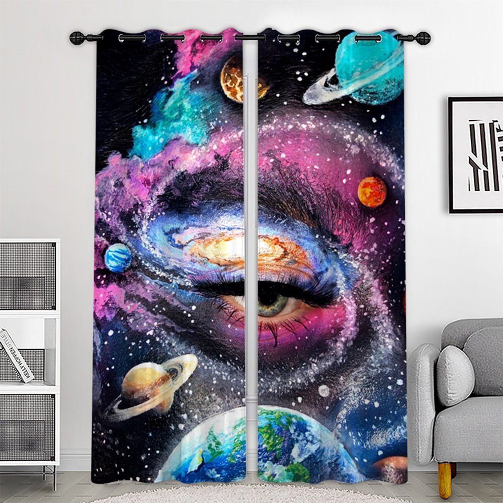 3D Printed Creative Eye and Galaxy Blackout Scenery Curtains Custom 2 Panels Drapes for Living Room Bedroom No Pilling No Fading No off-lining Polyester - Image 7