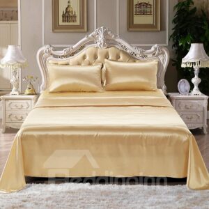 Champagne And Pink Two Colors Optional Printed Imitated Silk Fabric 4-Piece Bedding Sets/Duvet Covers