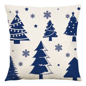 Christmas Blue Pillowcase Square Cushion Cases Bed Sofa Pillowcases New Year Decoration 18x18 inches 1 Piece