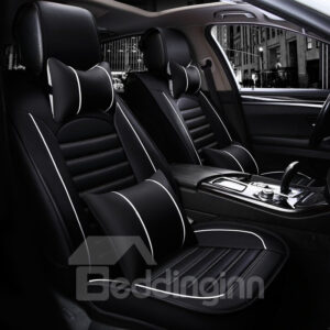 Car Seat Covers Full Set Vehicle Cushion Cover Waterproof Durable Leather Material Front and Rear Split Bench Seat Protectors Easy Install Universal Fit Interior Accessories for Auto Truck Van SUV