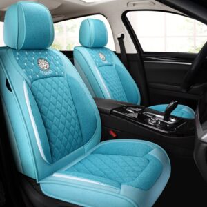 Cloth Car Seat Cover Synthetic Linen Fabric Waterproof Washable Breathable Seat Cushion Front and Rear Full Set Universal Fit for Sedan SUV Truck