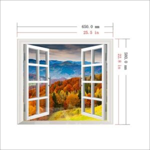 Rolling Mountains Stretching to the Horizon Window View Removable 3D Wall Sticker