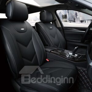 Sports Style Color Block Real Leather Wear Resistant and Dirt Proof Easy Clean Personalized Universal Fit Seat Covers Compatible with Airbags For Sedan SUV Trucks
