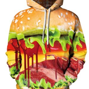 Long Sleeve Delicious Hamburger Pattern 3D Painted Casual Hoodies