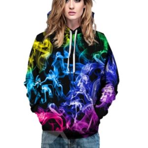 Long Sleeve Colorful Smoke Pattern 3D Painted Hoodie