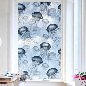 Modern Style Jellyfish Painted Window Film No-glue Glass Static Sticker